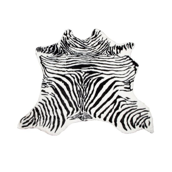Luxe Home Decor Classic Faux Hide Rug | 1-Piece | zebra blk/wht | 4.25'x'5 - Picture 1 of 3